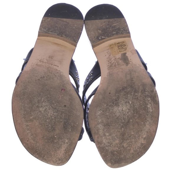 Manolo Blahnik Studded Black Leather Studded SUSA Slides *Runs SUPER Small* - Picture 5 of 6